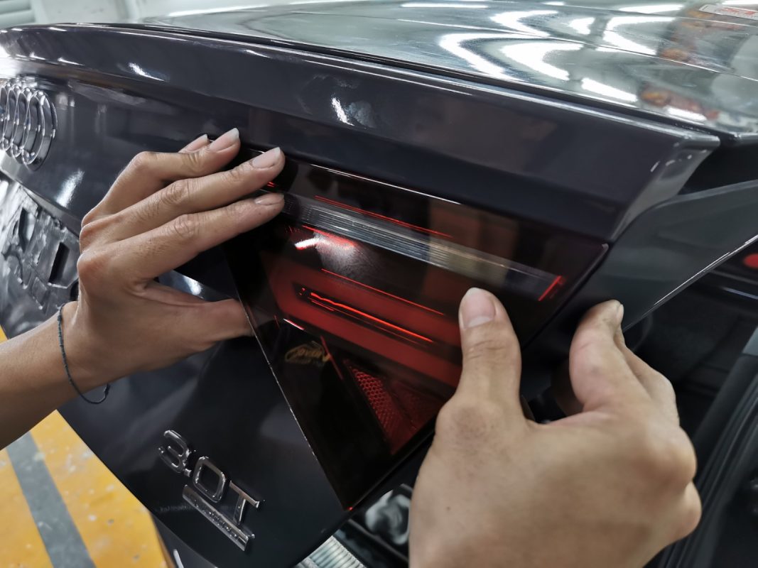 Removed parts set aside as the A7 is prepared for the respray.
