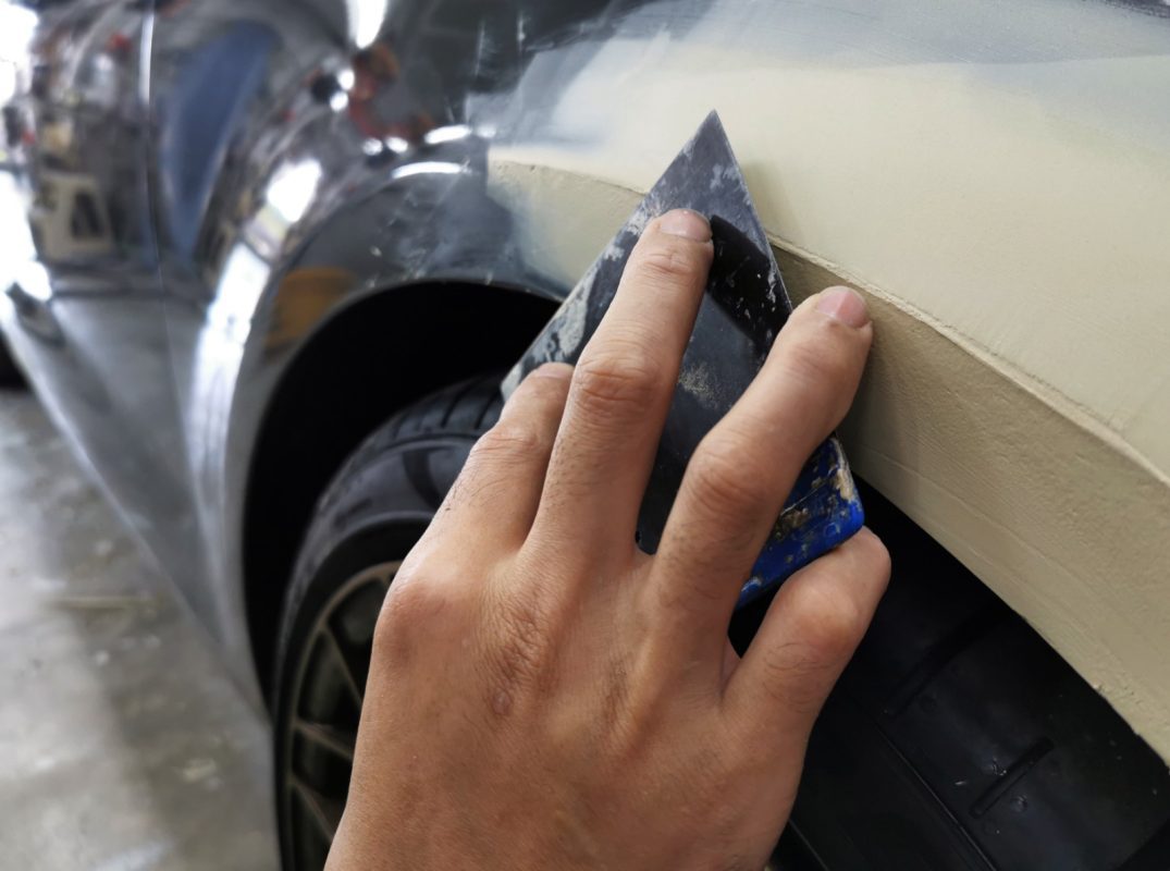 The A7's body being inspected for scratches and dents.