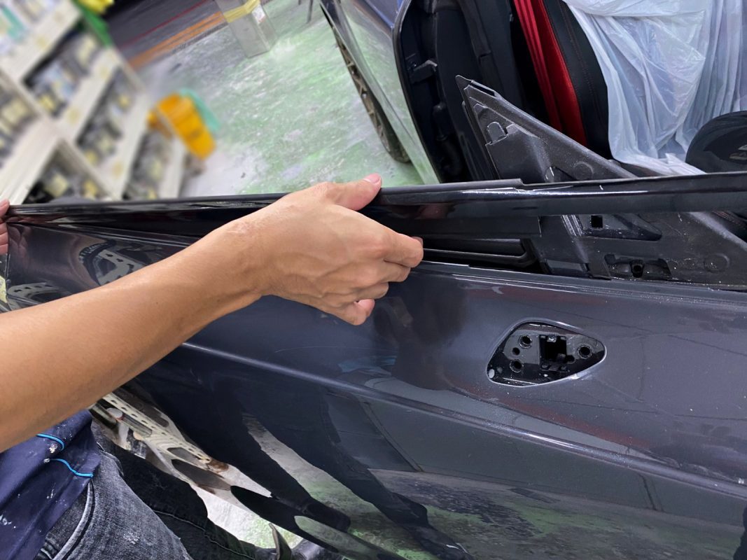 Polishing the new paint on the A7 to bring up the shine.