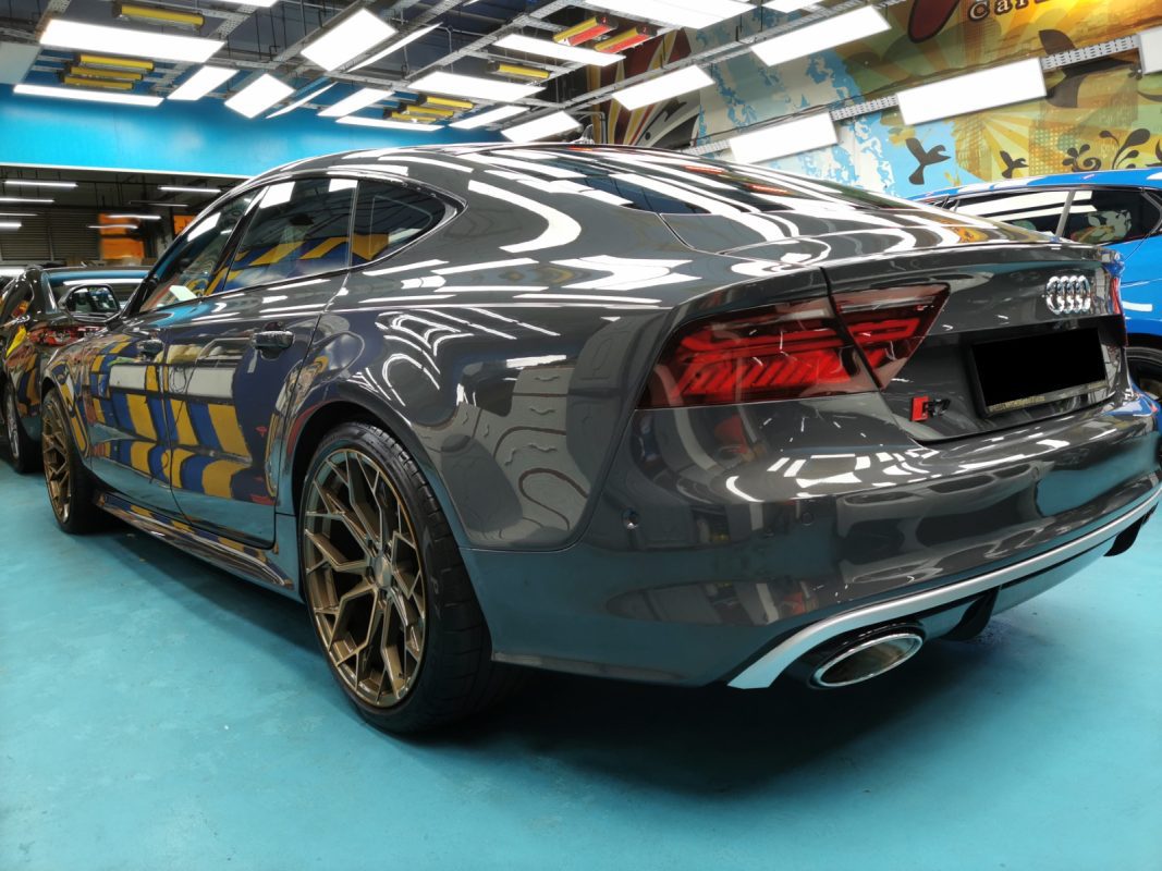 A finished detail of the resprayed Audi A7.