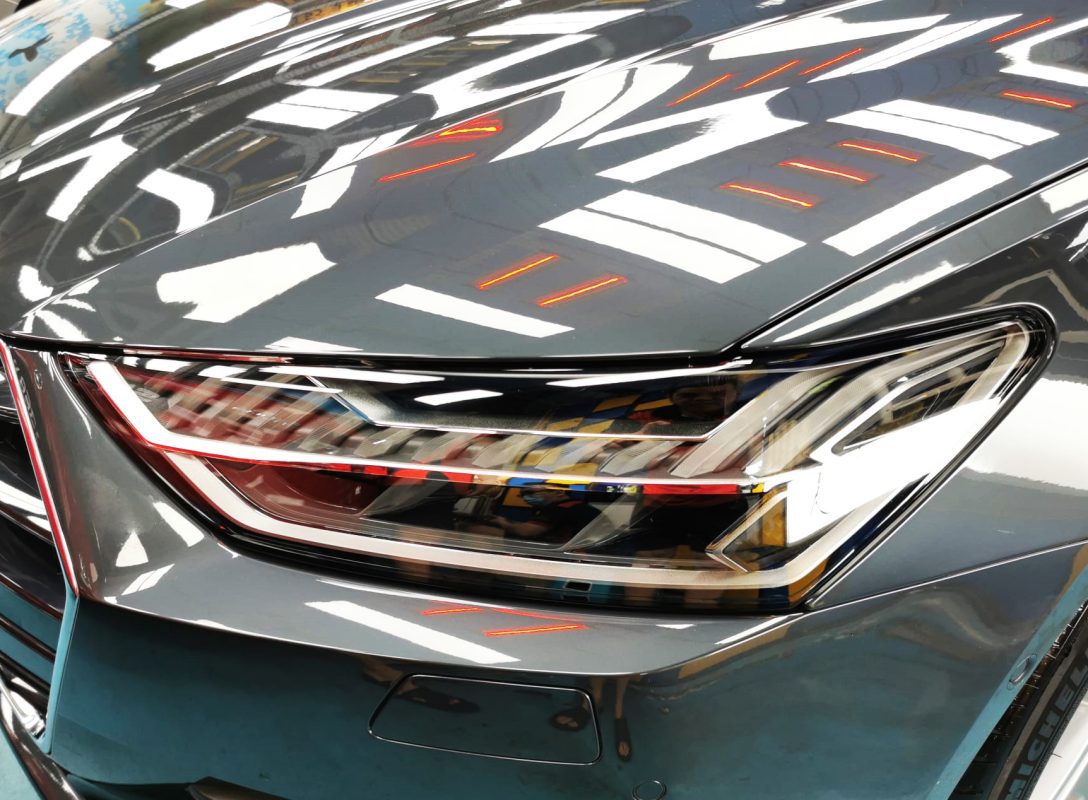 The A7's coated paintwork showing clean reflections.