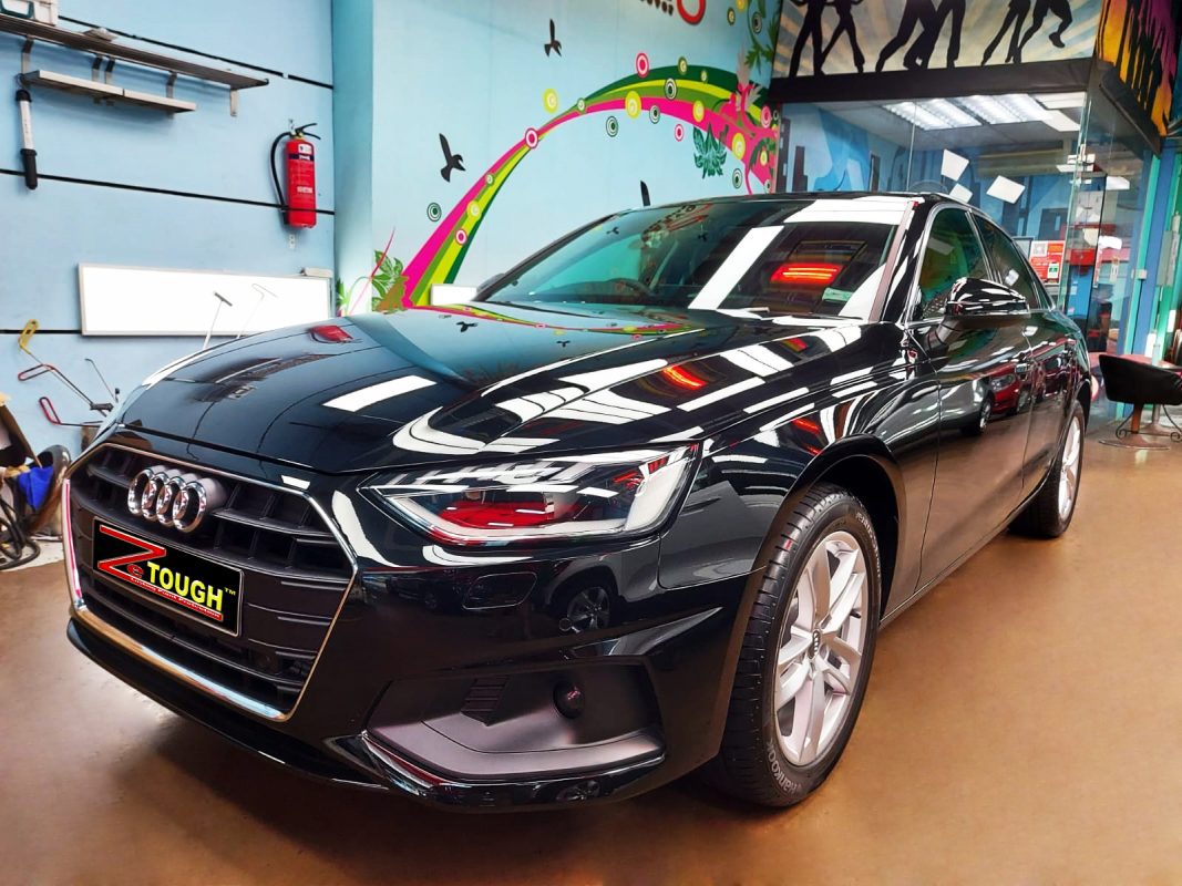 An Audi after the ceramic coating, from the front.