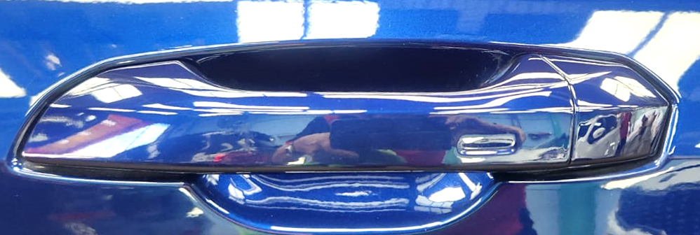 Front three-quarter view of the Audi e-tron after coating.