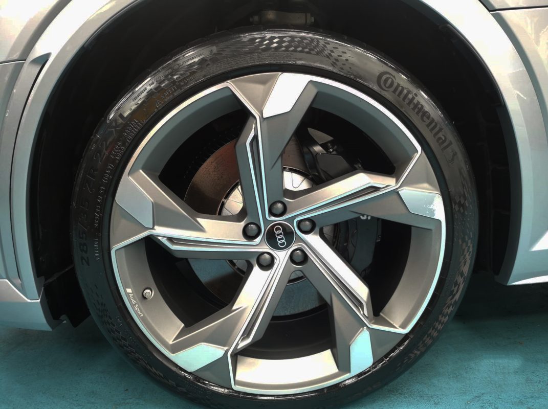 The Audi e-tron, finished and ready for collection.