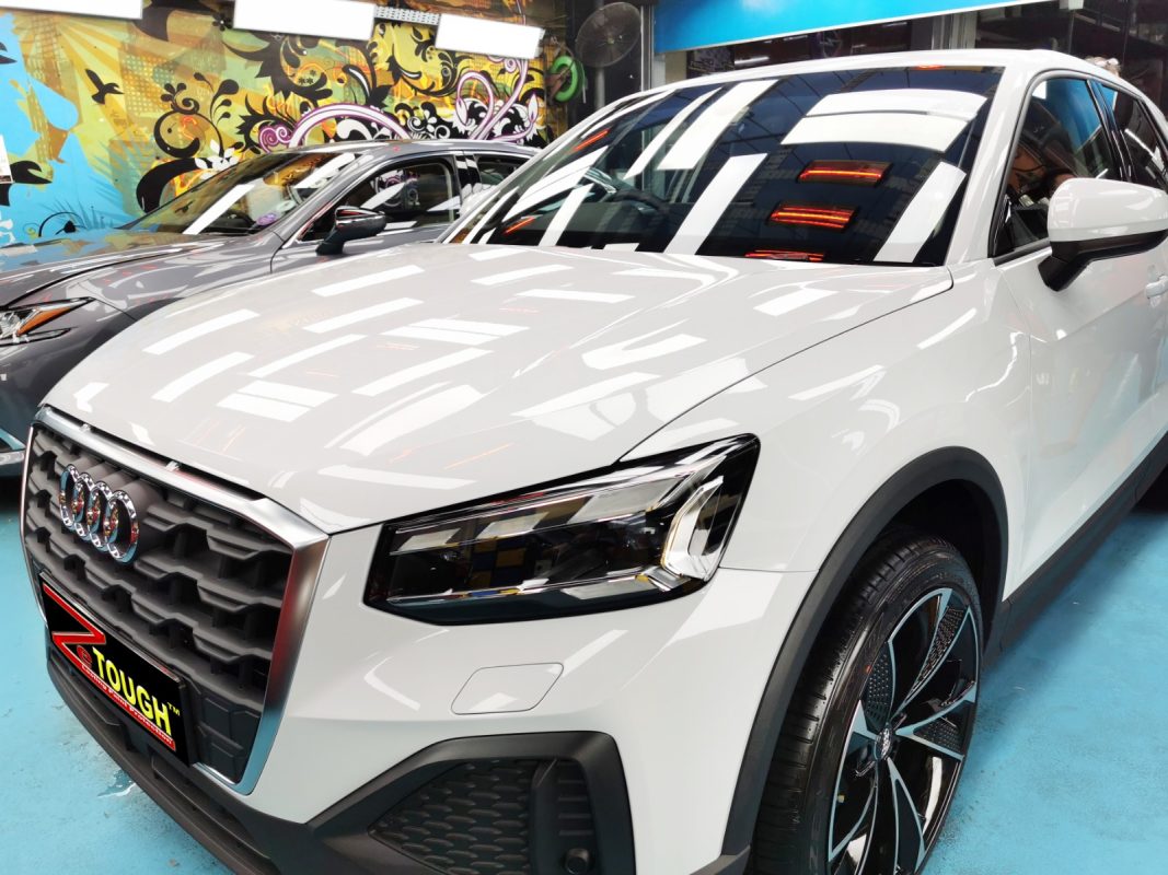 The Audi Q2 from a side angle after the ceramic coating.