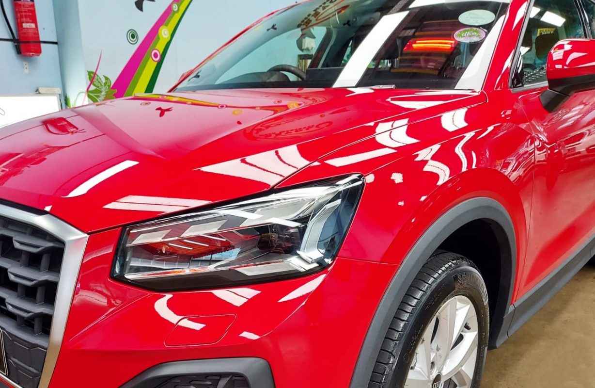 The Audi Q2 from a side angle after the ceramic coating.