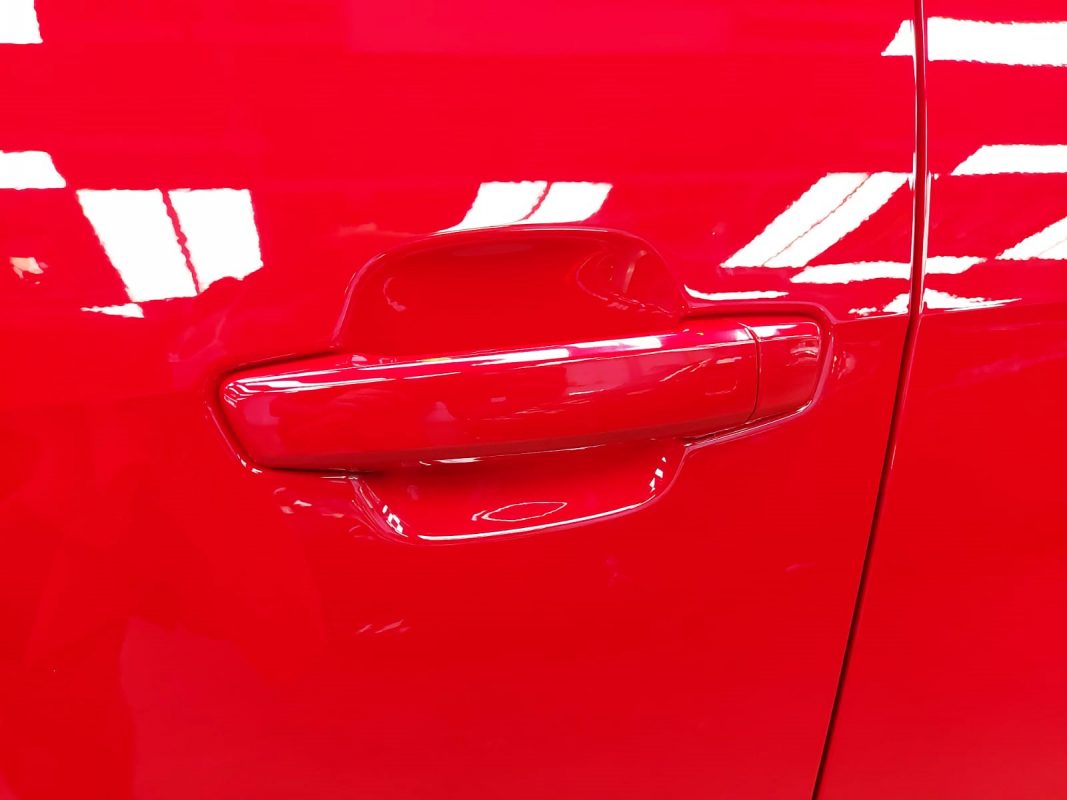 Front three-quarter view of the Audi Q2 after coating.