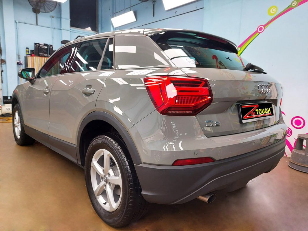 Rear quarter of the Audi Q2, glossy and protected.