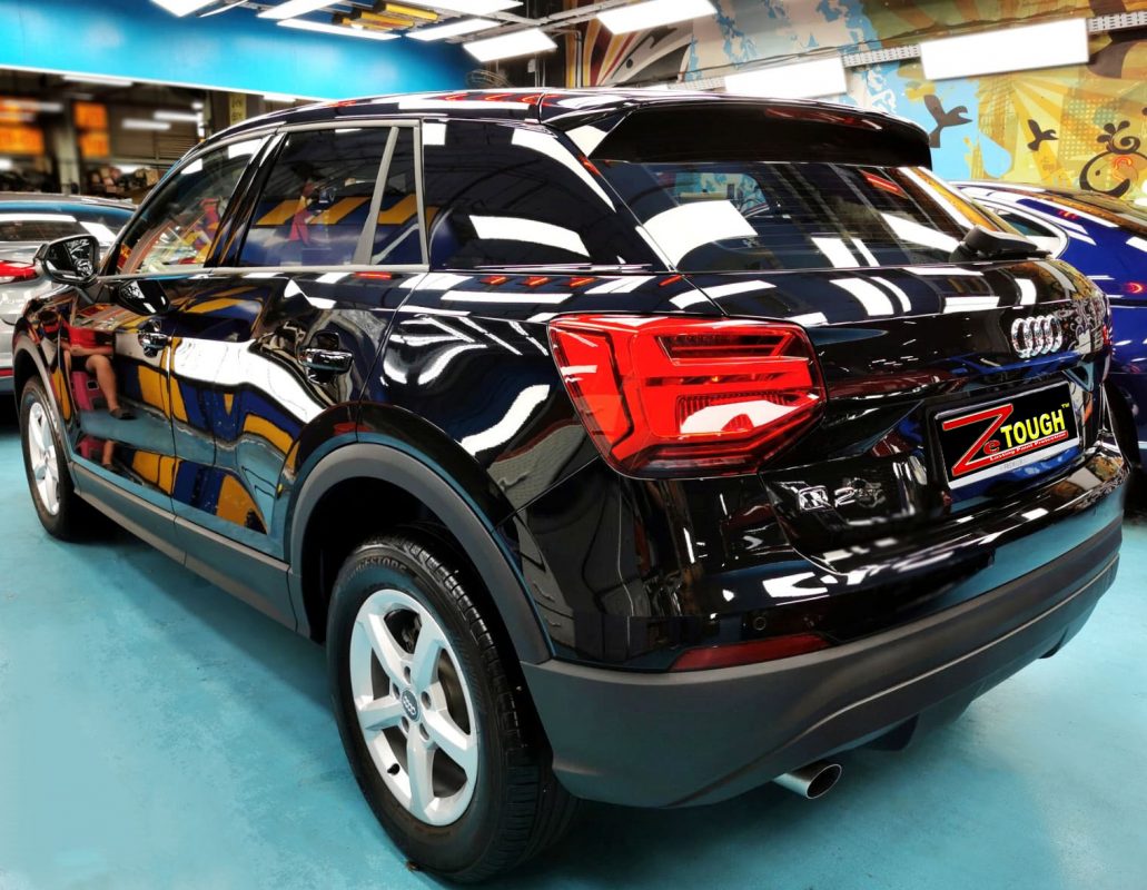 Rear quarter of the Audi Q2, glossy and protected.