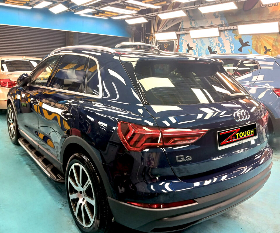 Side panel of the Audi Q3 with the ceramic finish locked in.