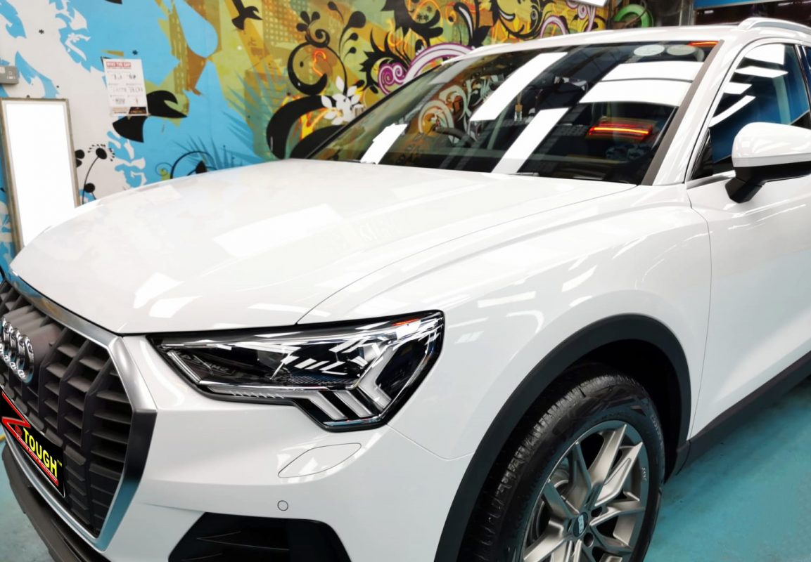The Audi Q3 from a side angle after the ceramic coating.