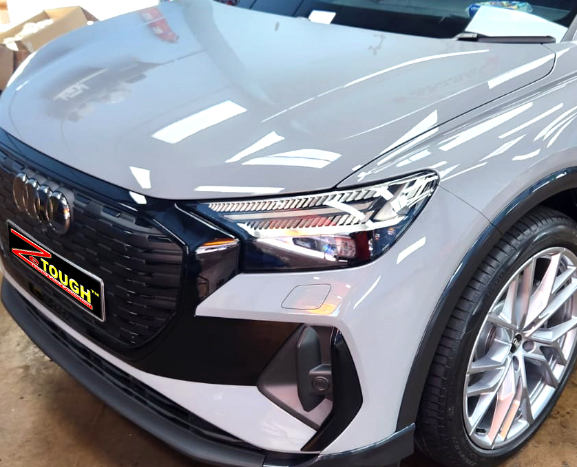 The Audi Q4 from a side angle after the ceramic coating.