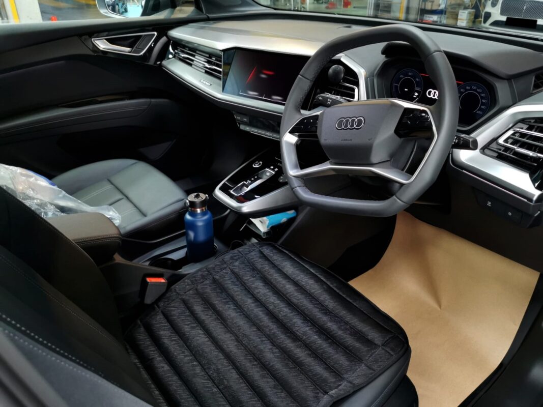 The Audi Q4's protected, high-gloss finish.