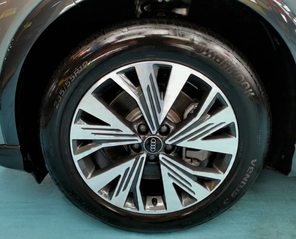 The Audi Q4 with its fresh, coated finish.