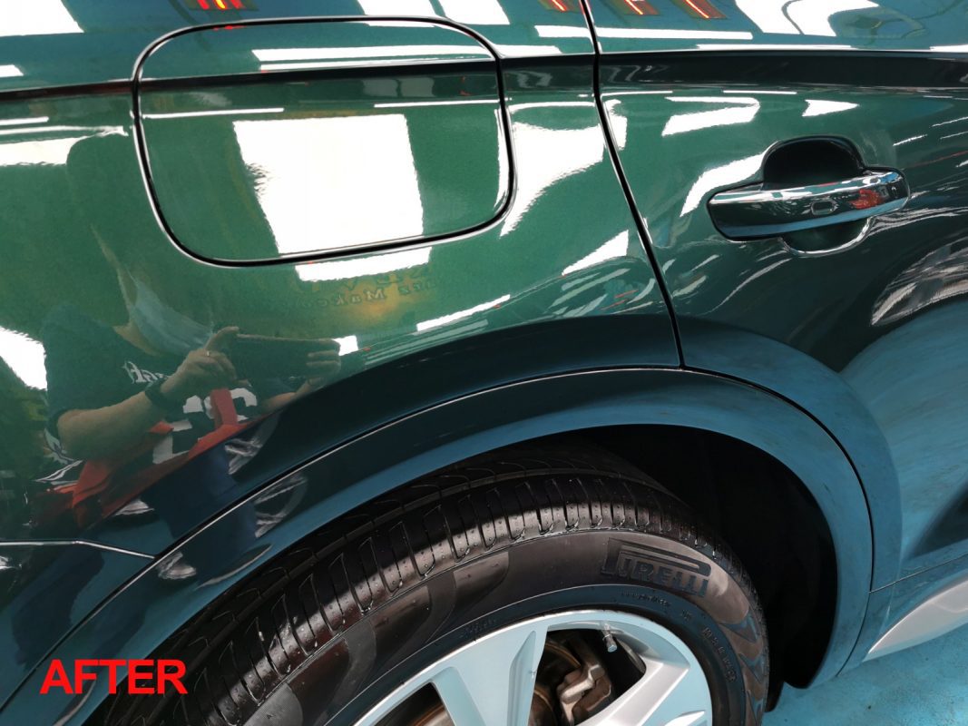 Glossy body panels on the Q5 after polishing.