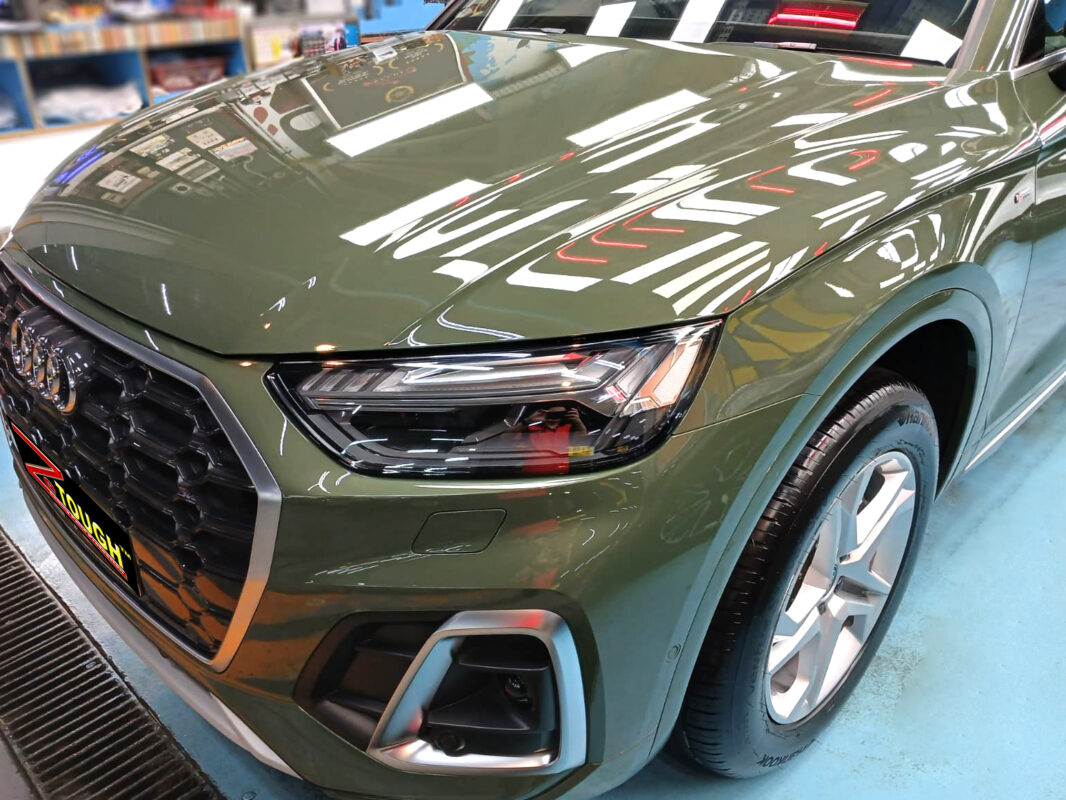The Audi Q5 from a side angle after the titanium coating.