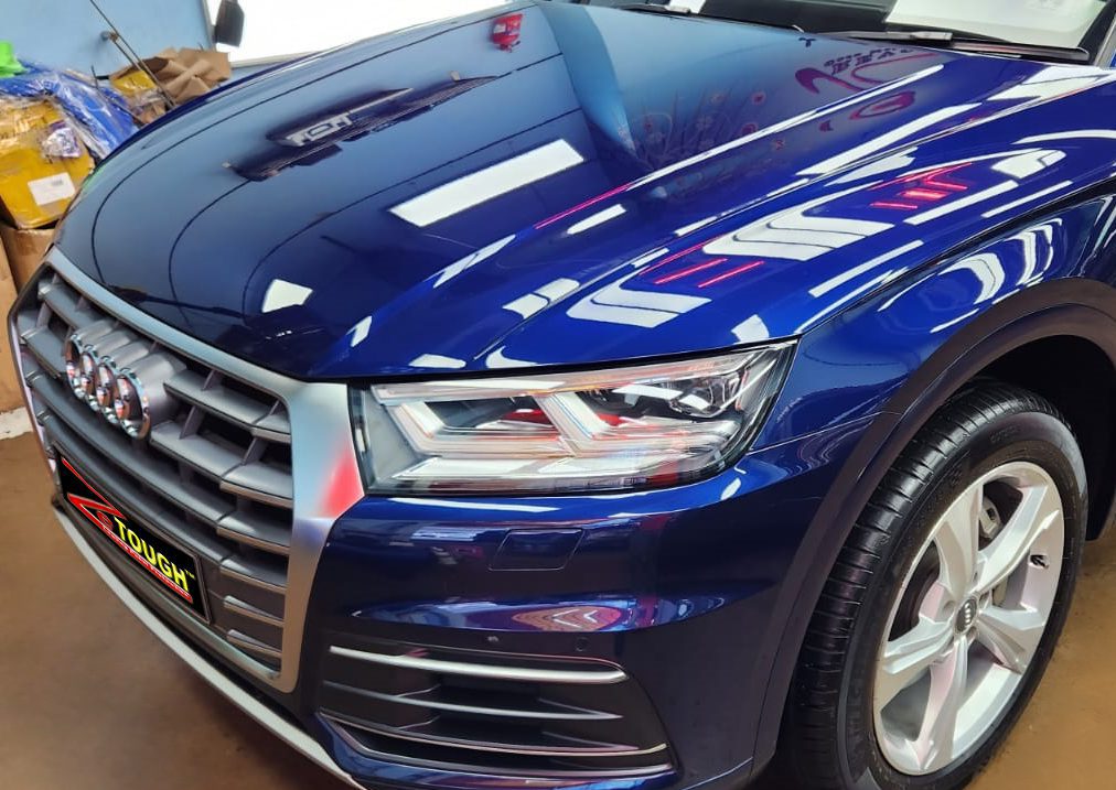 The Audi Q5 from a side angle after the titanium coating.