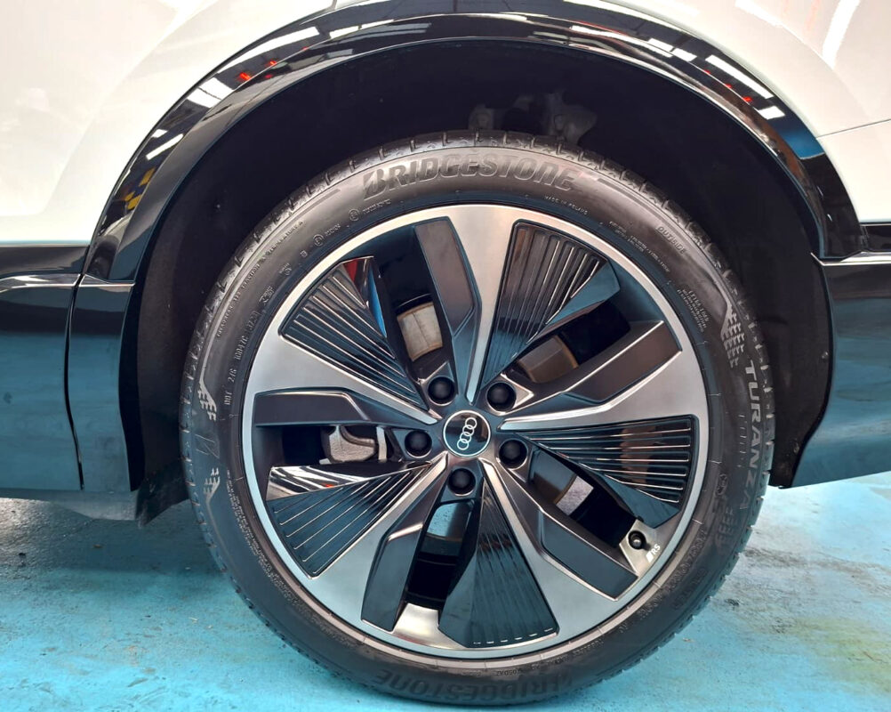 The Audi Q6 e-tron with its fresh, coated finish.