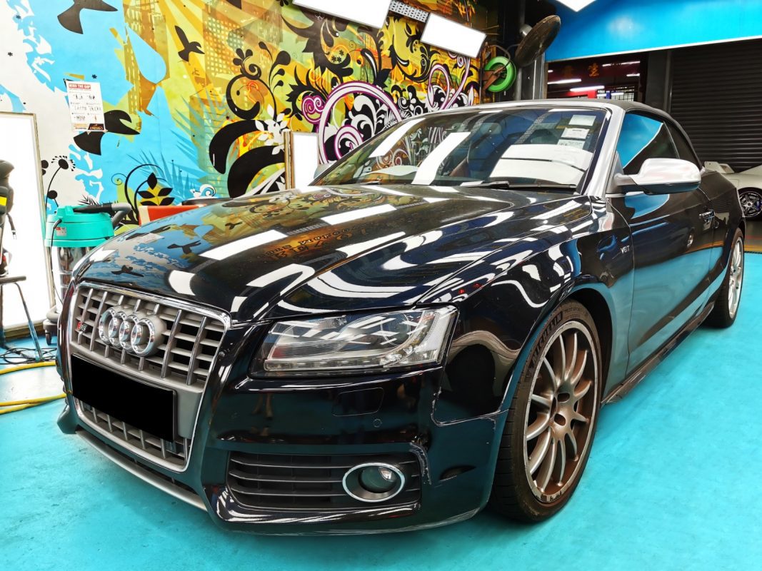The Audi S5 as it arrived at Revol Carz before the respray.