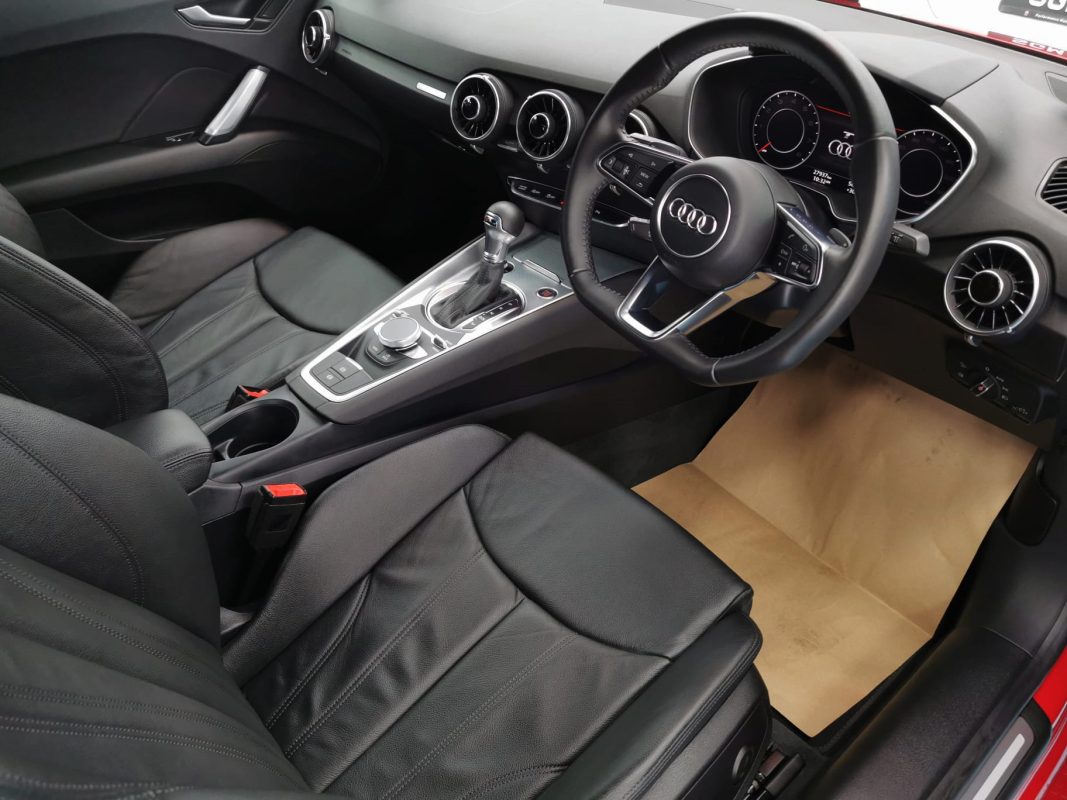 The Audi TT Coupe parked in the workshop, freshly coated.