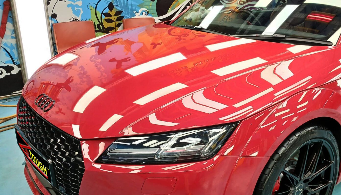 The Audi TT from a side angle after the ceramic coating.