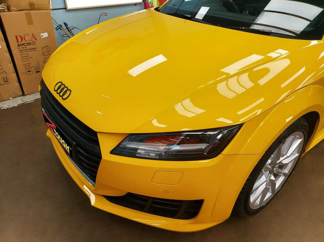 The Audi TT from a side angle after the ceramic coating.