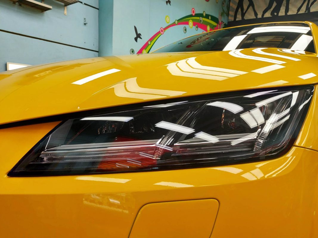 The TT's coated paintwork showing clean reflections.