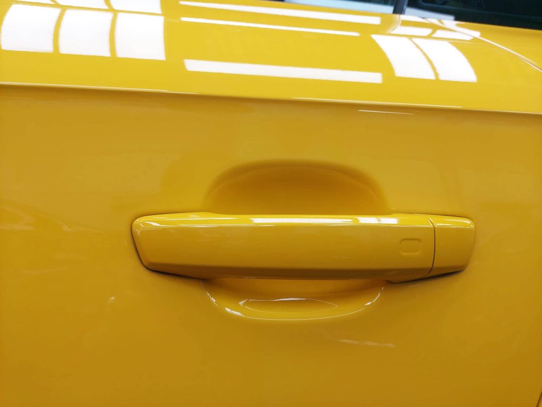 Front three-quarter view of the Audi TT after coating.