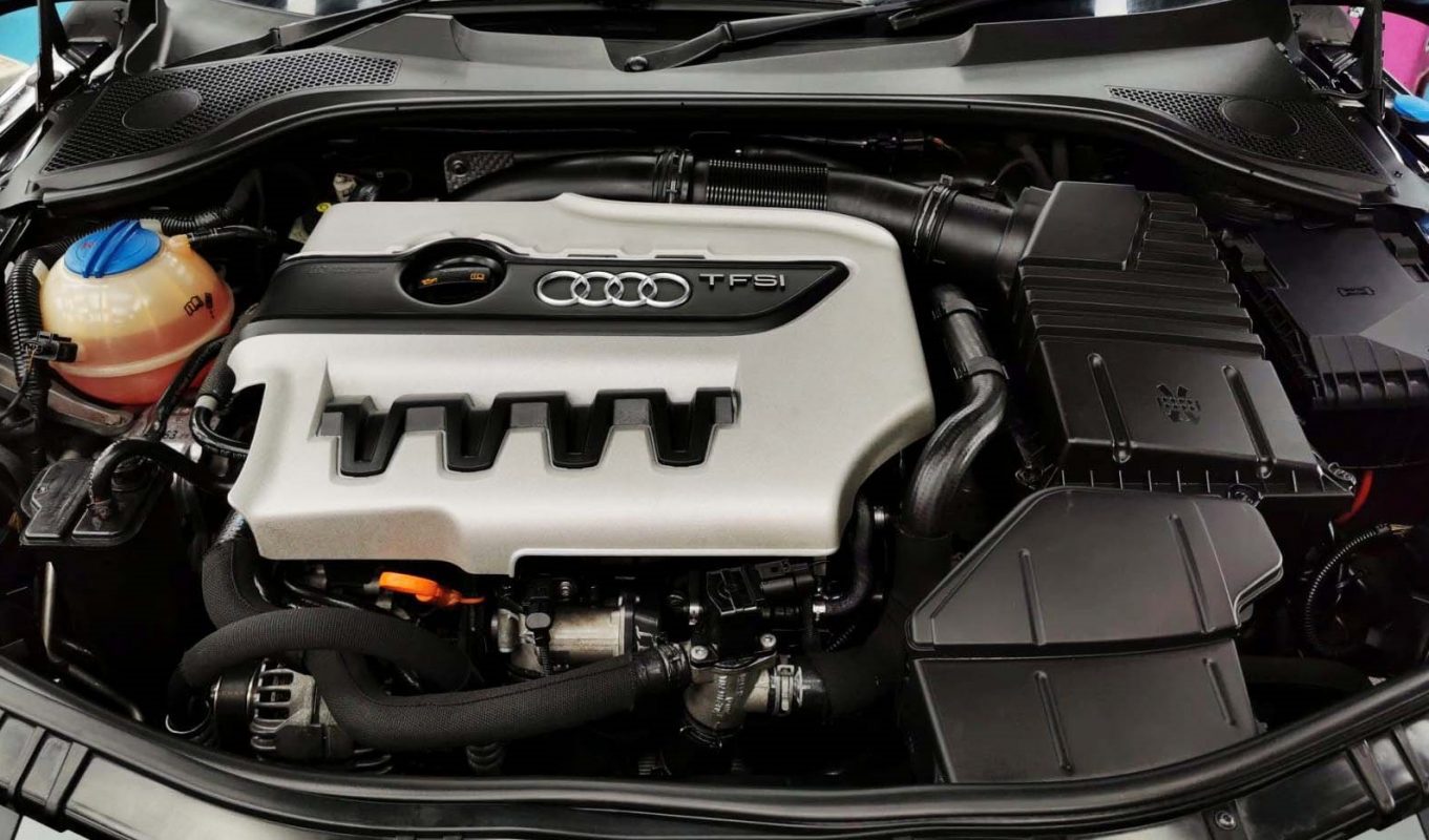 Front three-quarter view of the Audi TTS after coating.