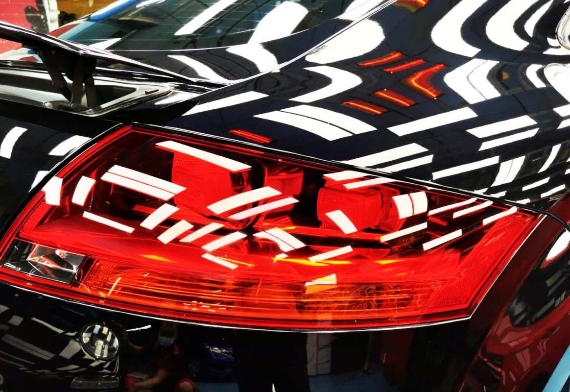 Close detail of the TTS's paint surface after the coating.