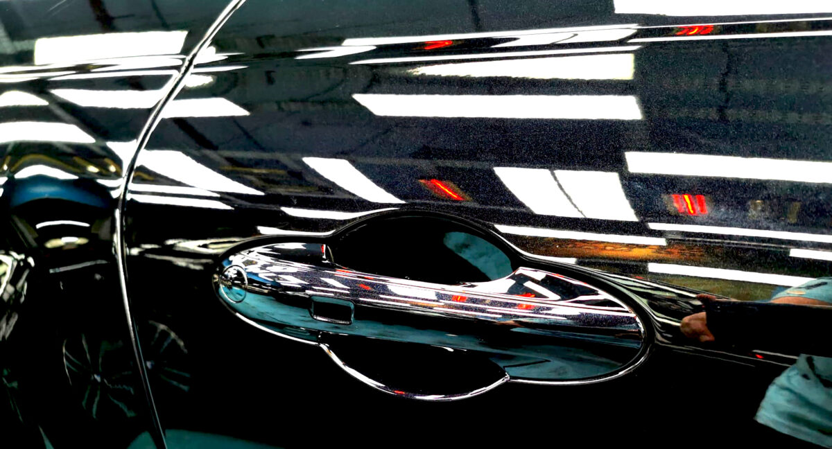 Side panel of the Bentley Continental with the titanium finish locked in.