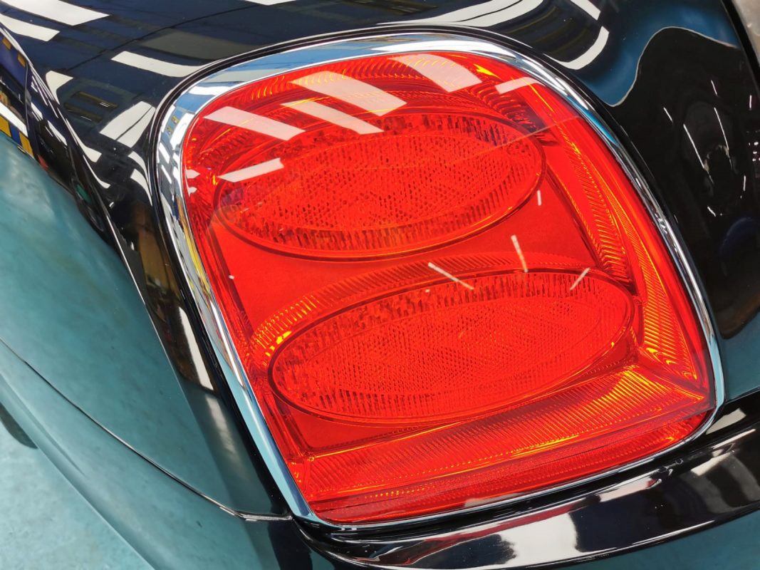 Close detail of the Continental's paint surface after the coating.