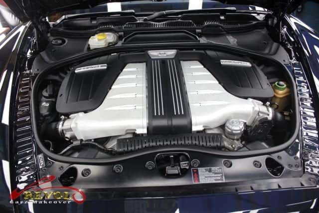 Front three-quarter view of the Bentley Flying Spur after coating.