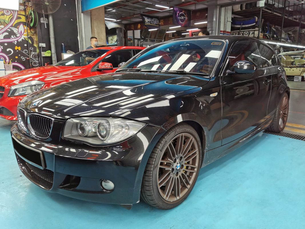 The BMW 130i as it arrived at Revol Carz before the respray.