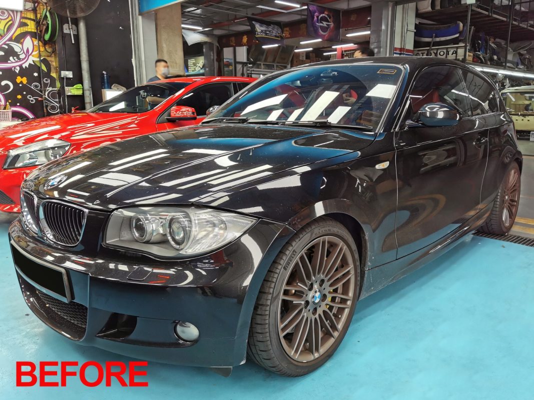 The BMW 130i after the full respray.