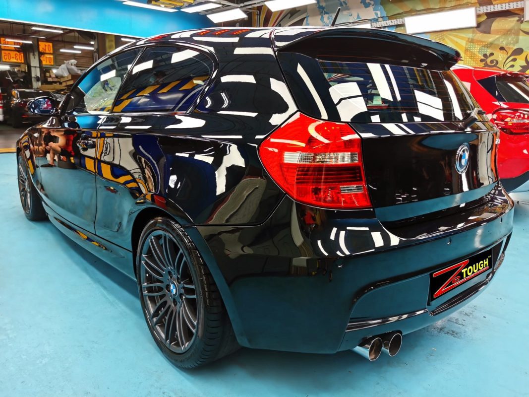 A finished detail of the resprayed 130i.