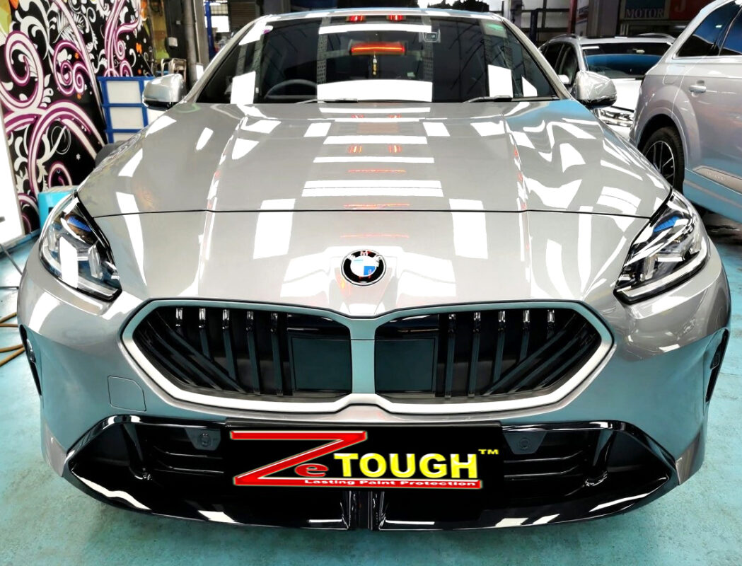 The BMW 2 Series from a side angle after the titanium coating.