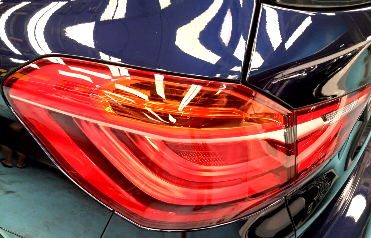 Front three-quarter view of the BMW 2 Series after coating.