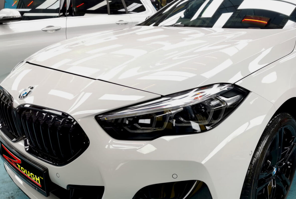 The BMW 2 Series from a side angle after the titanium coating.