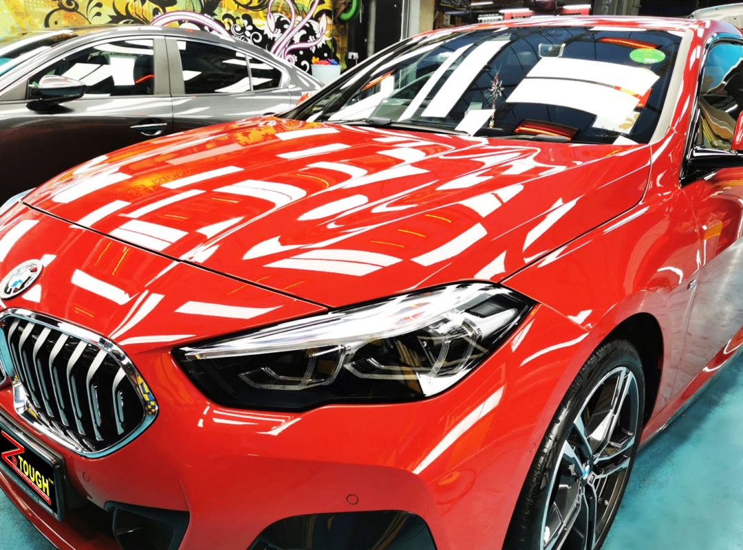 The BMW 2 Series from a side angle after the titanium coating.