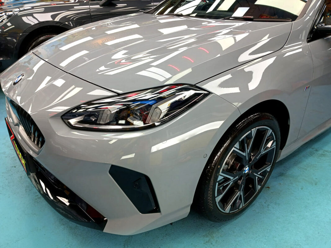 The BMW 2 Series from a side angle after the ceramic coating.