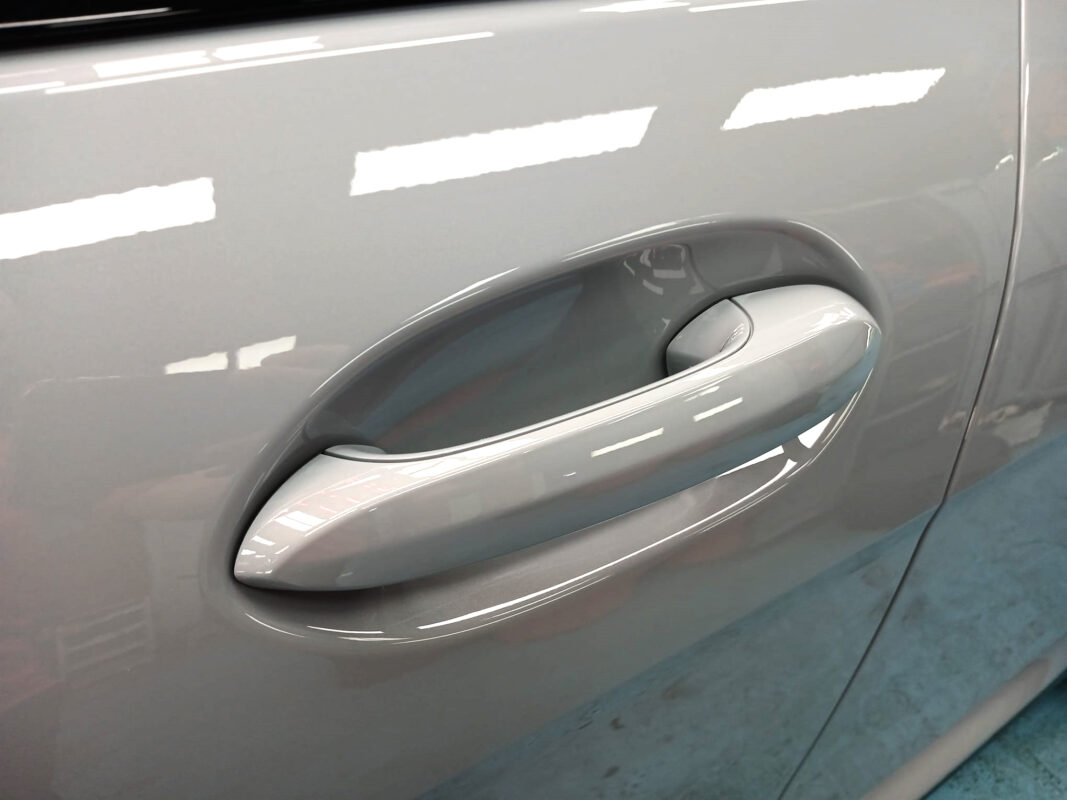 Front three-quarter view of the BMW 2 Series after coating.