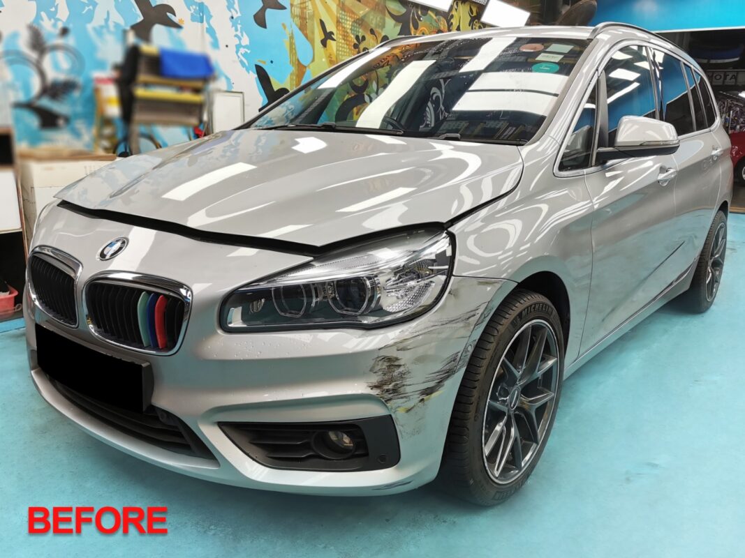 Before: the BMW 2 Series with worn paintwork at the start.