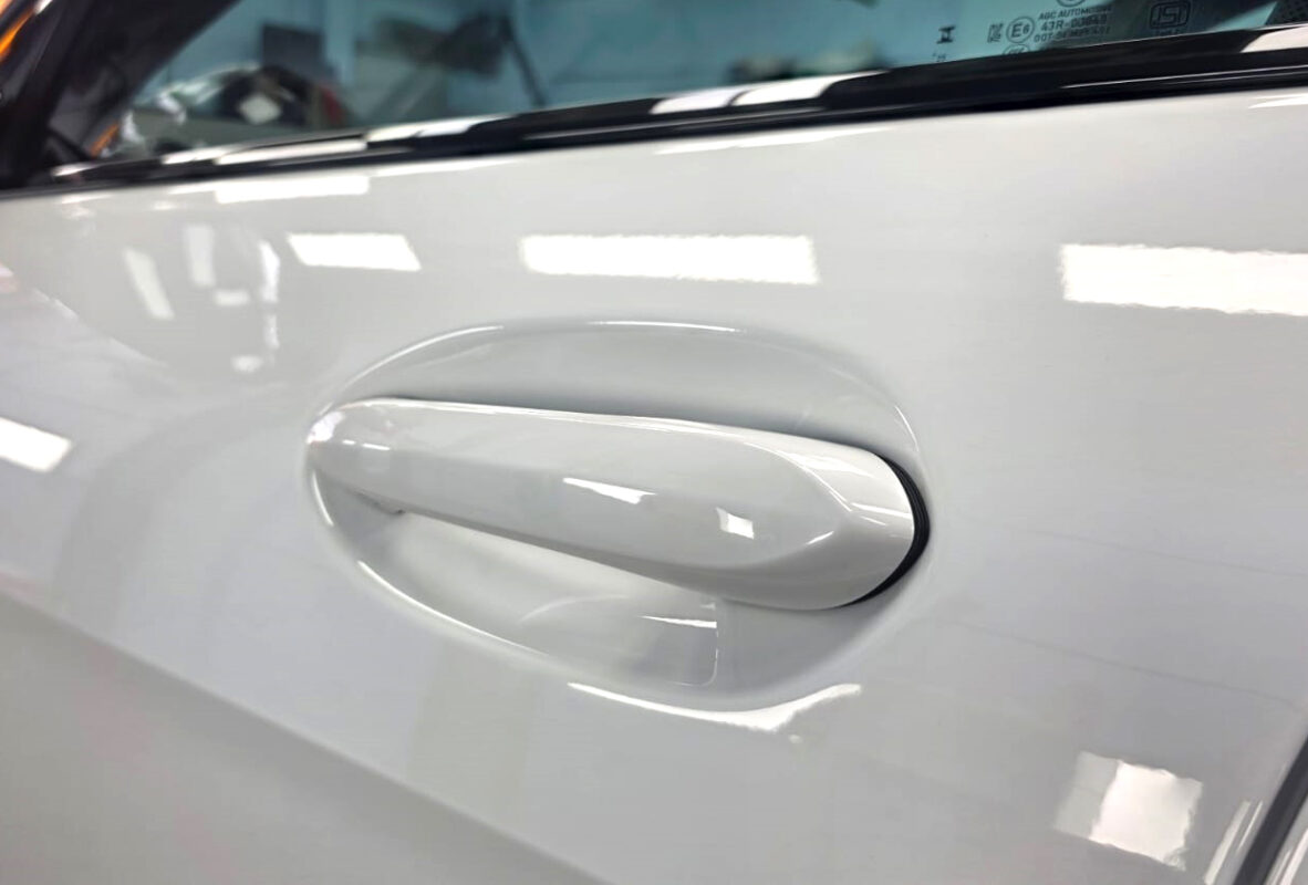 Front three-quarter view of the BMW 2 Series after coating.