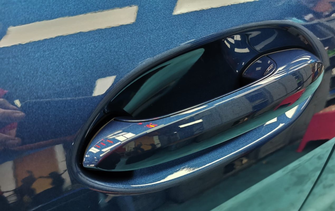 Front three-quarter view of the BMW 2 Series after coating.
