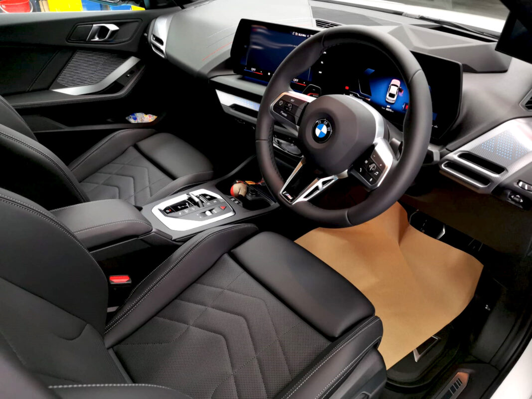 The BMW 216 GC parked in the workshop, freshly coated.