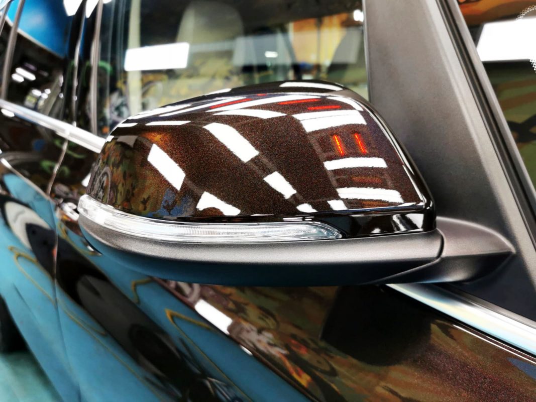 Side panel of the BMW 216 GT with the ceramic finish locked in.
