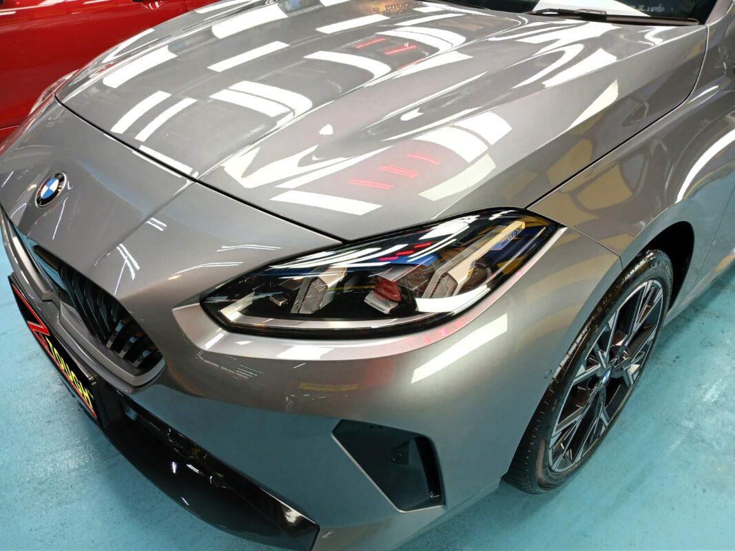 The BMW 216 GC from a side angle after the ceramic coating.