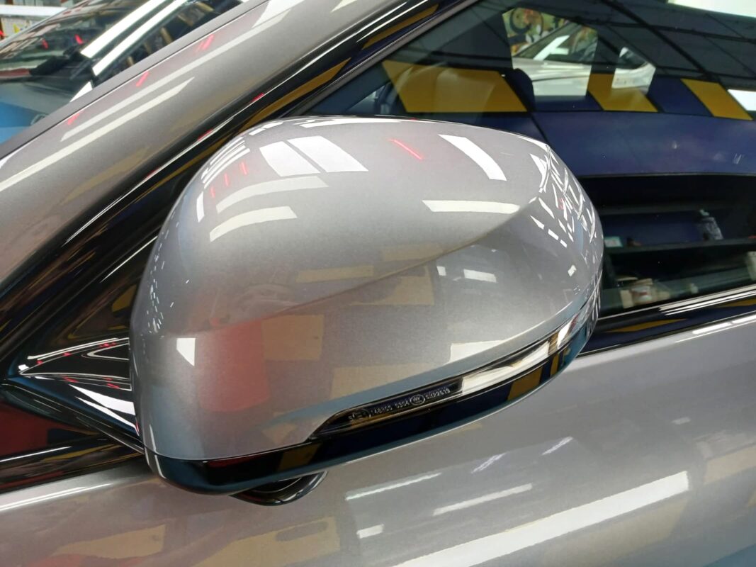 Side panel of the BMW 216 GC with the ceramic finish locked in.