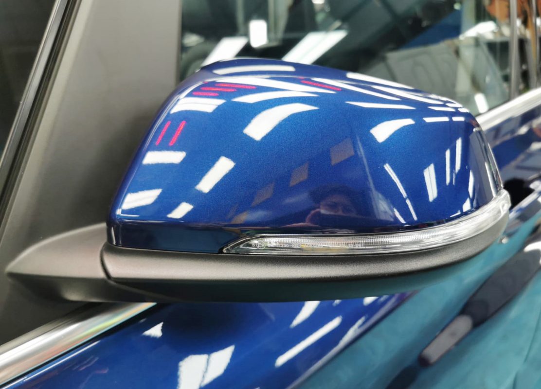 Side panel of the BMW 216D with the ceramic finish locked in.